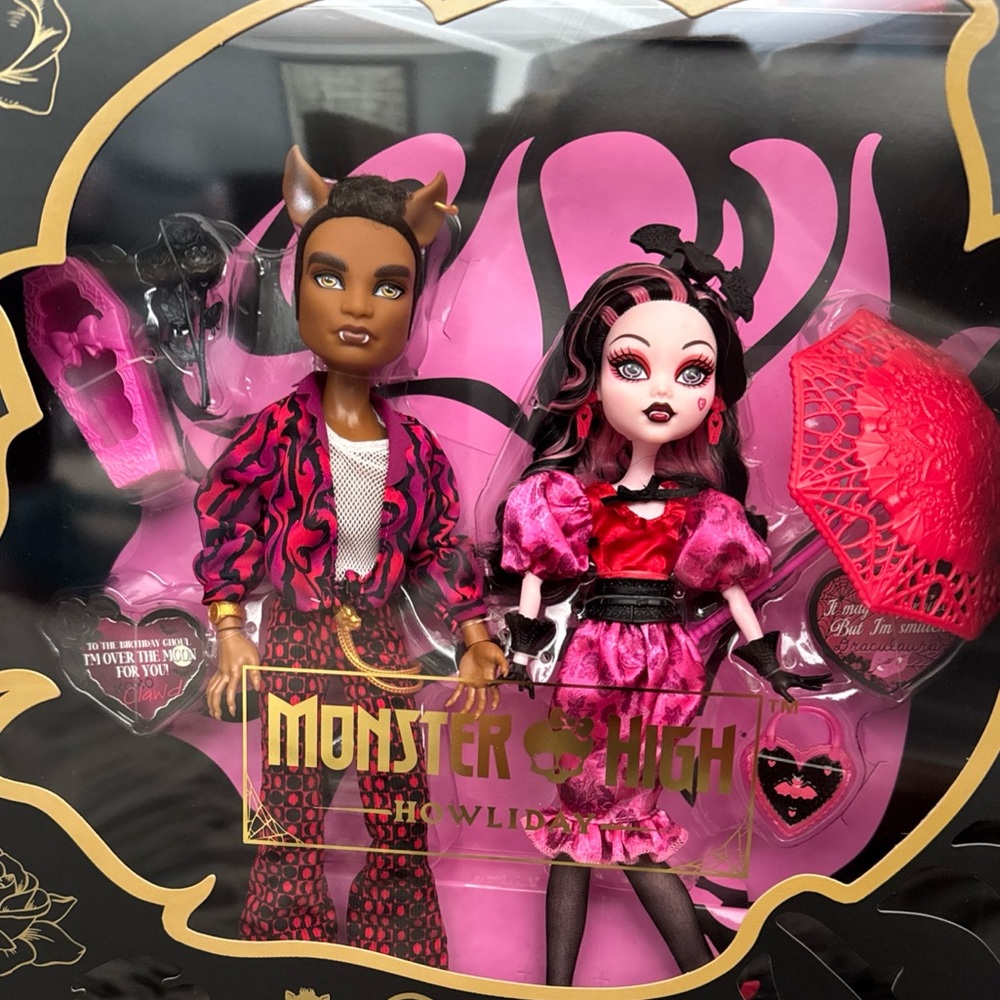 Monster High Howliday Draculaura and Clawd Wolf Edition 2-Pack Love Set New😍